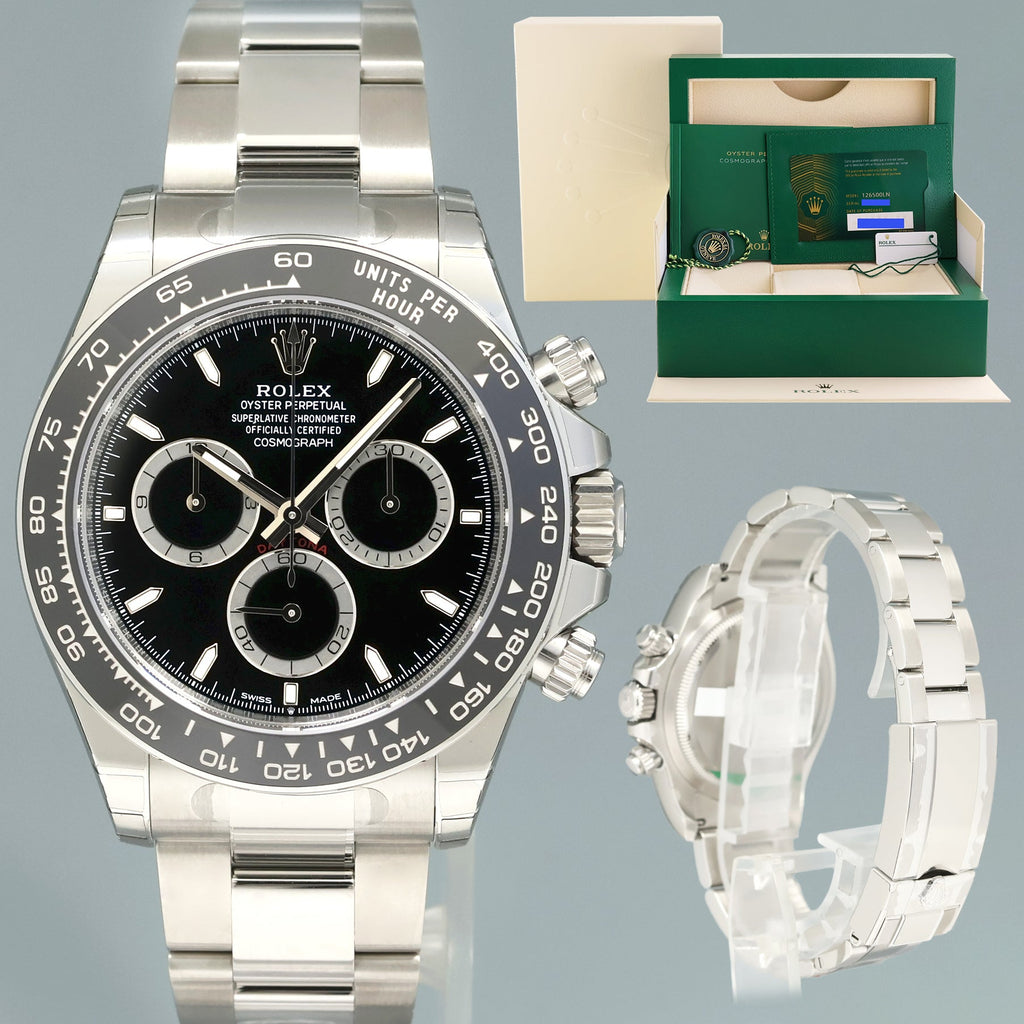 APRIL 2024 NEW PAPERS STICKERS Rolex Daytona 126500LN Black Ceramic Steel Watch