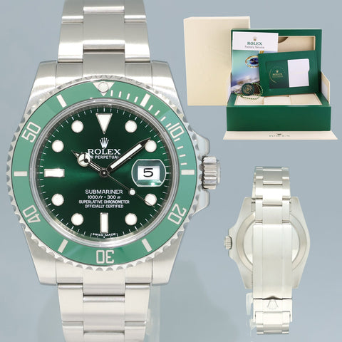 2024 RSC Service Papers Rolex Submariner Hulk Green Ceramic 116610LV Steel Watch Box
