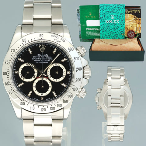 MINT 1997 Rolex 16520 Zenith Daytona Chronograph Black Dial 40mm Watch Box