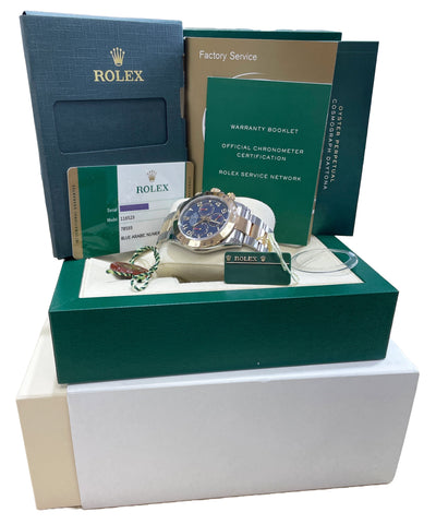 UNPOLISHED PAPERS Rolex Daytona Cosmograph BLUE RACING 18K Two-Tone 116523 BOX