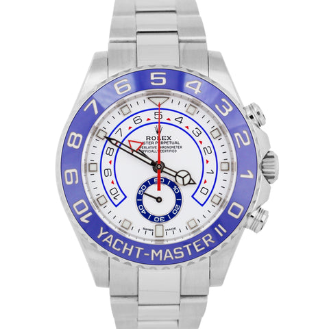 MINT 2023 Rolex Yacht-Master II 44mm NEW HANDS Blue White Stainless 116680 Watch
