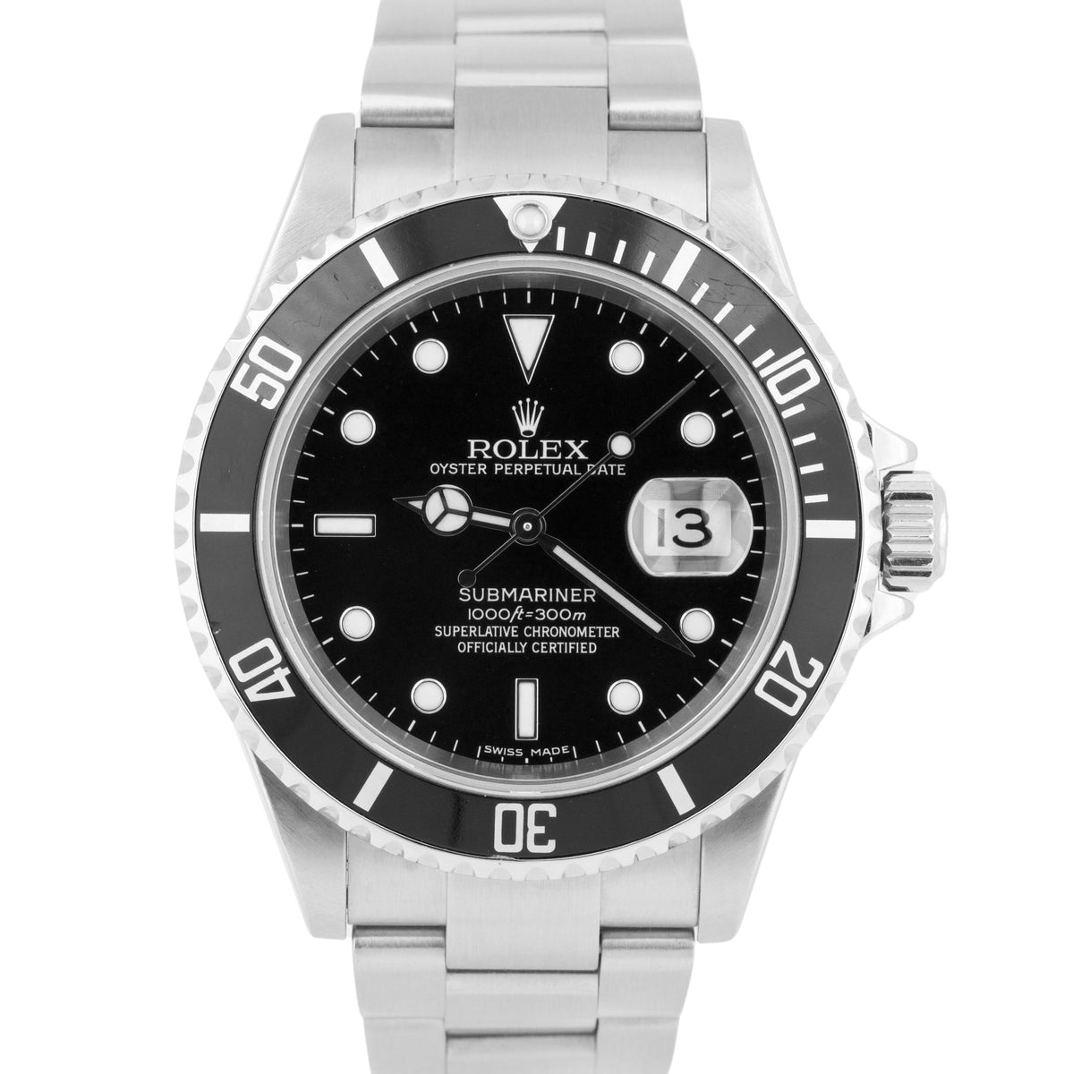 Rolex Submariner Date 40mm Stainless Steel Oyster NOHOLES Black Watch