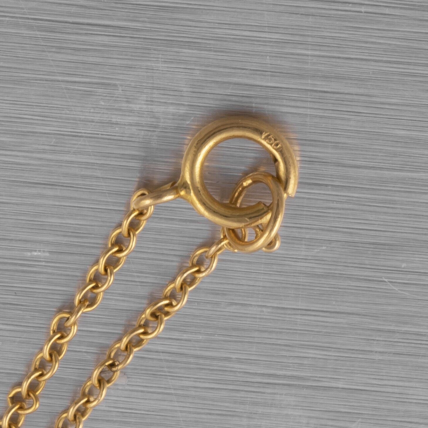 18k Yellow Gold Princess Diamond Crosshatch Heart Necklace 0.07ct 16" VINTAGE