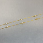 14k Yellow Gold 10 Station Diamonds by the Yard Necklace 1.55ctw 17.5" 3.1g
