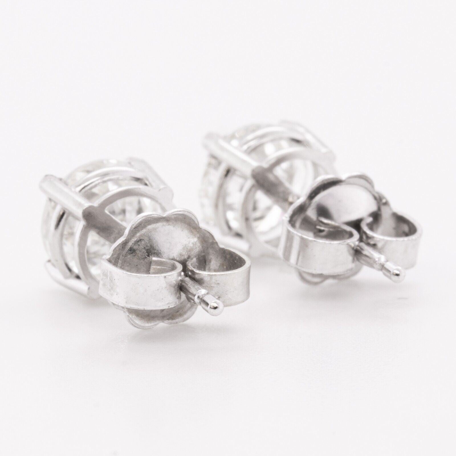 14k White Gold Round Diamond Basket Stud Earrings 1.22ctw I SI1