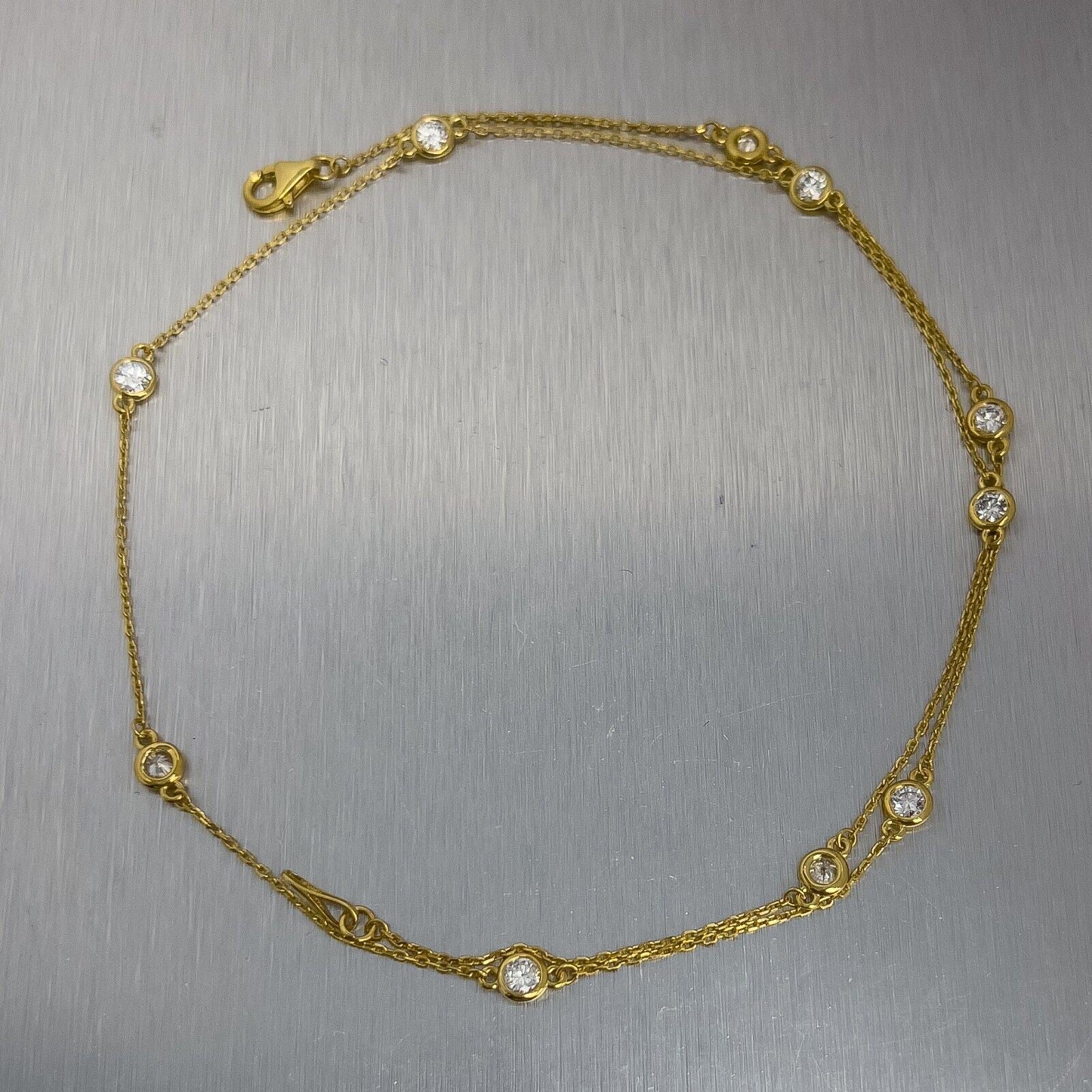 14k Yellow Gold 10 Station Diamonds by the Yard Necklace 0.46ctw 16" 2.2g
