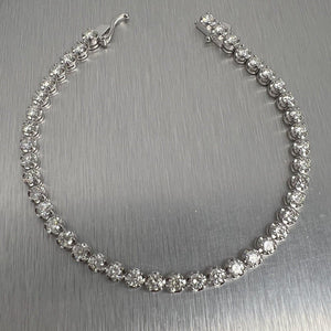 14k White Gold Diamond 42 Stone U-Prong Tennis Bracelet 4.33ctw G SI1 9.8g 7"