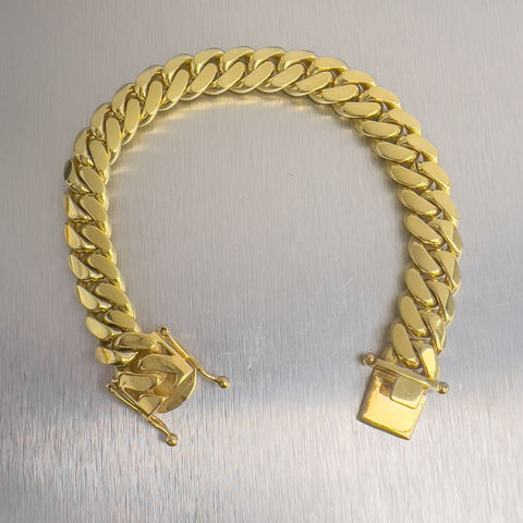 14k Yellow Gold Miami Cuban Link 12.50mm Box Clasp Bracelet 8.5" HEAVY 107.3g