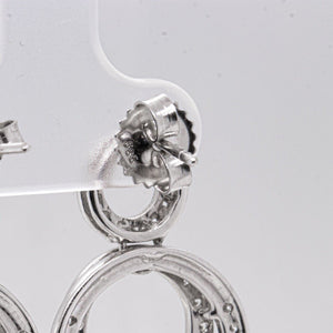 14k White Gold Diamond Three Circle Drop Dangle Earrings 1.05ctw G SI1