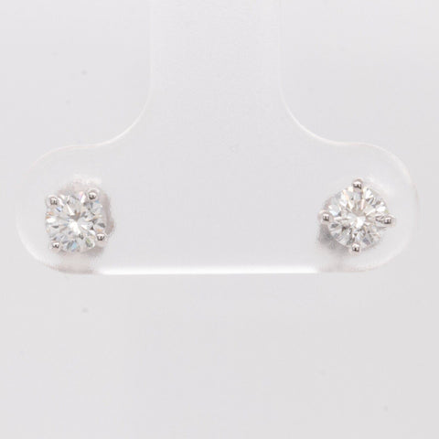 14k White Gold Round Diamond Basket Stud Earrings 0.40ctw G VS2