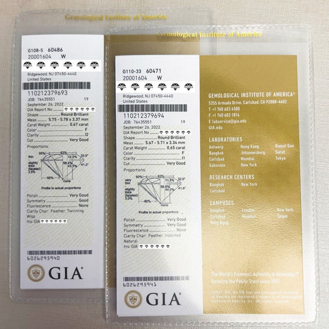 GIA 14k White Gold Round Diamond Basket Stud Earrings 1.32ctw F I1 / F I2 CERTS