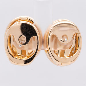 18k Yellow Gold Diamond Swirl Chunky Oval Omega Back Earrings 0.50ctw F-G VS2