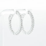 14k White Gold Diamond In & Out Hoop Earrings 1.23ctw G SI 7.1g - Snap Closure