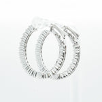 14k White Gold Diamond In & Out Hoop Earrings 1.23ctw G SI 7.1g - Snap Closure
