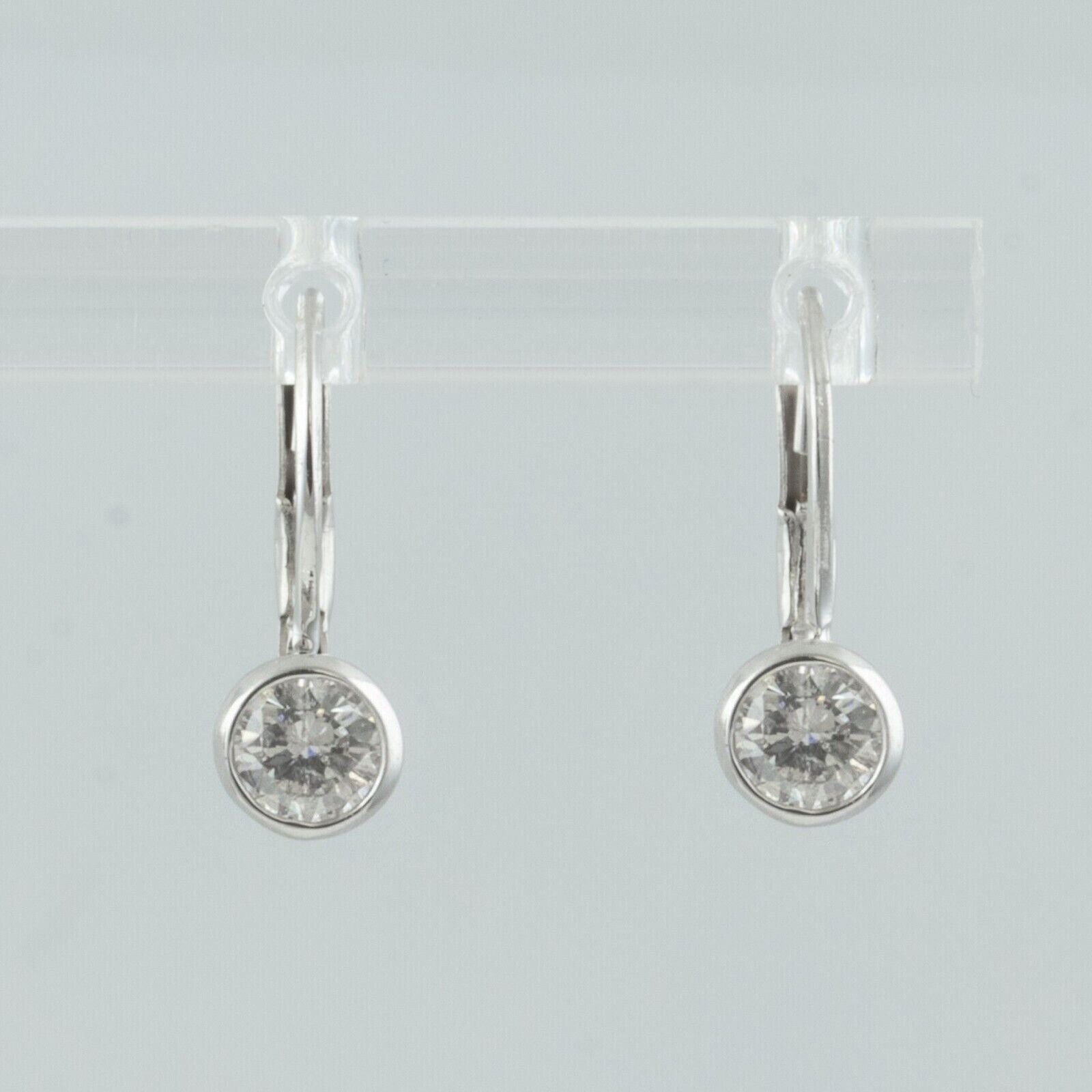 14k White Gold Diamond Dangle Drop Leverback Earrings 1.02ctw H VS2 1.8g
