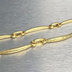 18k Yellow Gold Hammered Bar Link Choker Necklace w/ Extension Link 16" / 18"