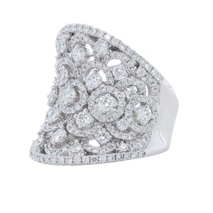 18k White Gold Diamond Open Work Halos Wide Anniversary Ring 5.17ctw F-G VS s6.5