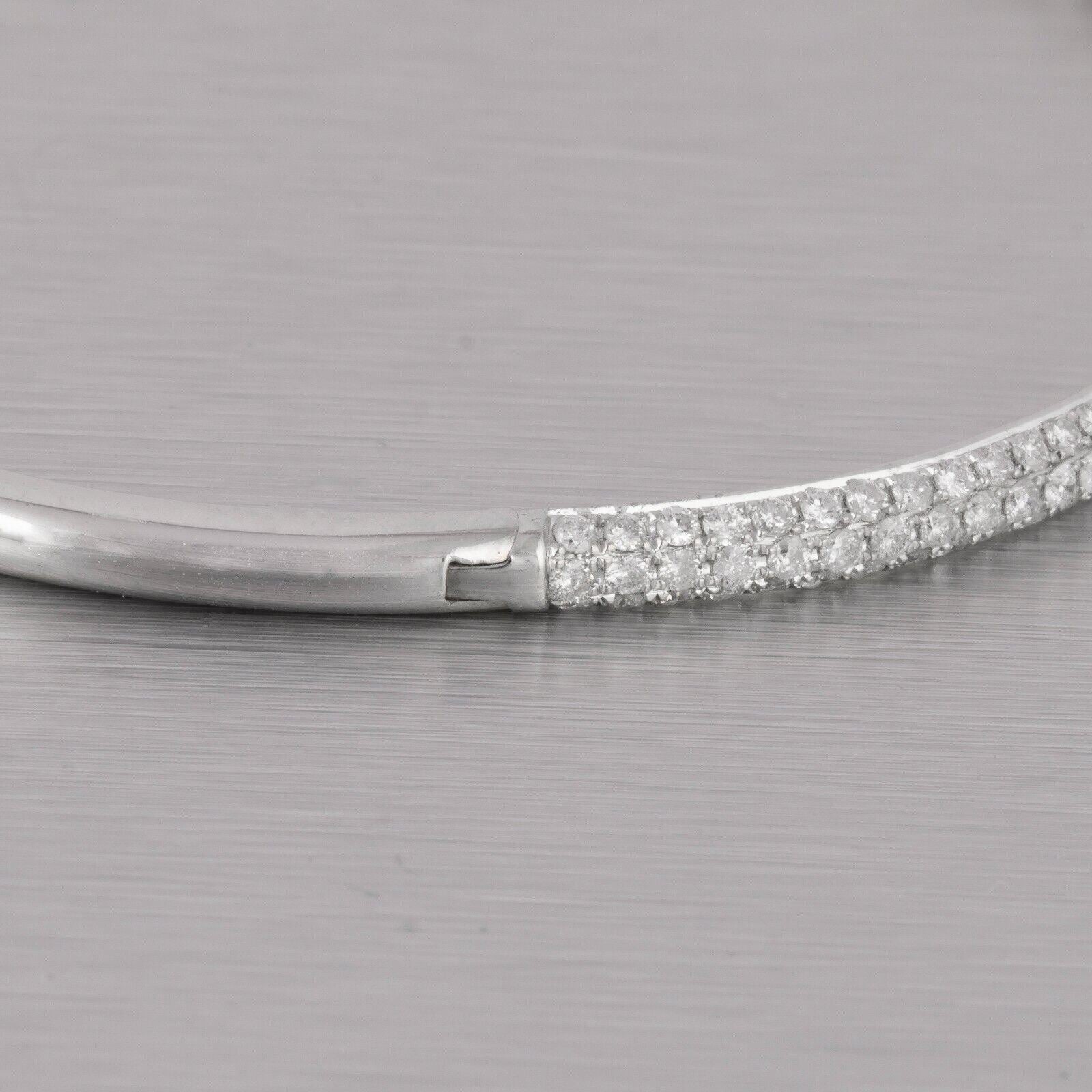 14k White Gold Halfway Pave Diamond 3.50mm Hinged Bangle Bracelet 1.65ctw G SI1