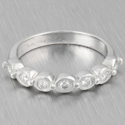 Doris Panos 18k White Gold 0.35ctw Diamond Wedding Band Ring 3.4g