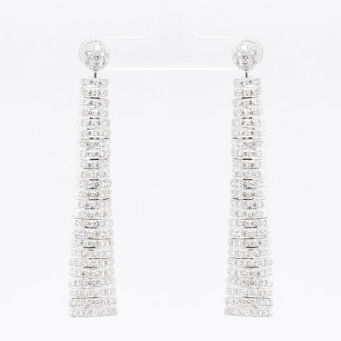 18k White Gold Earrings Caterpillar Diamond & Dangling Briolette Garnet 3.00ctw