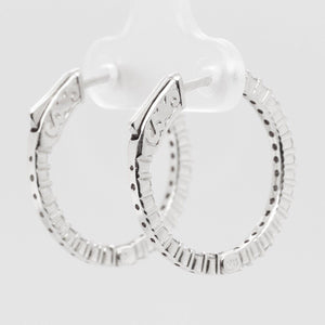 14k White Gold Diamond In & Out Hoop Earrings 0.75ctw G SI1 - Snap Closure