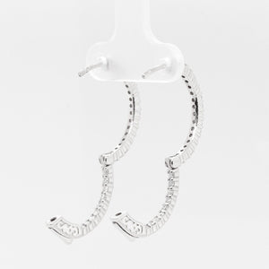 14k White Gold Diamond In & Out Hoop Earrings 0.75ctw G SI1 - Snap Closure