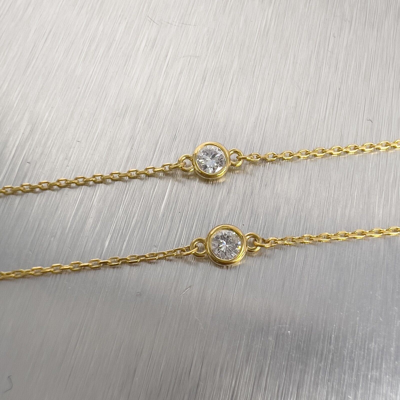14k Yellow Gold 10 Station Diamonds by the Yard Necklace 0.40ctw 18" 2.3g