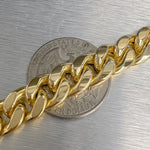 14k Yellow Gold Miami Cuban Semi-Solid Link 9.50mm Bracelet 8.25" 26.7g ITALY