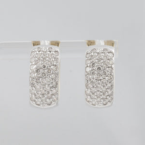 14k Yellow & White Gold Diamond Huggie Hoop Earrings 1.13ctw H SI1 8.6g