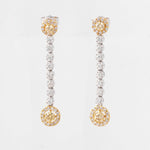 18k White & Yellow Gold White and Fancy Yellow Diamond Dangle Earrings 1.50ctw
