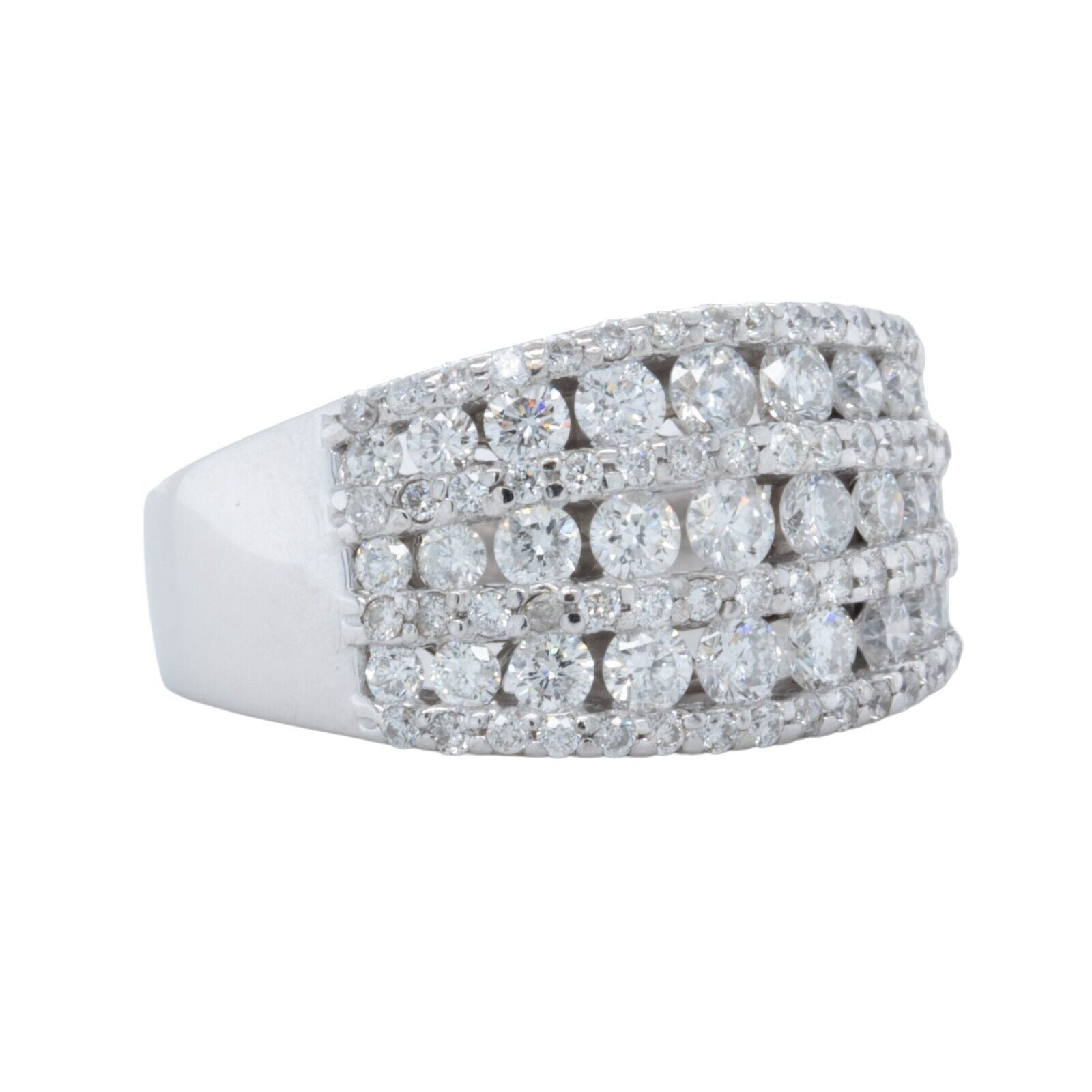 14k White Gold 7 Row Diamond Wedding Ring 1.47ctw G SI1 Size 6