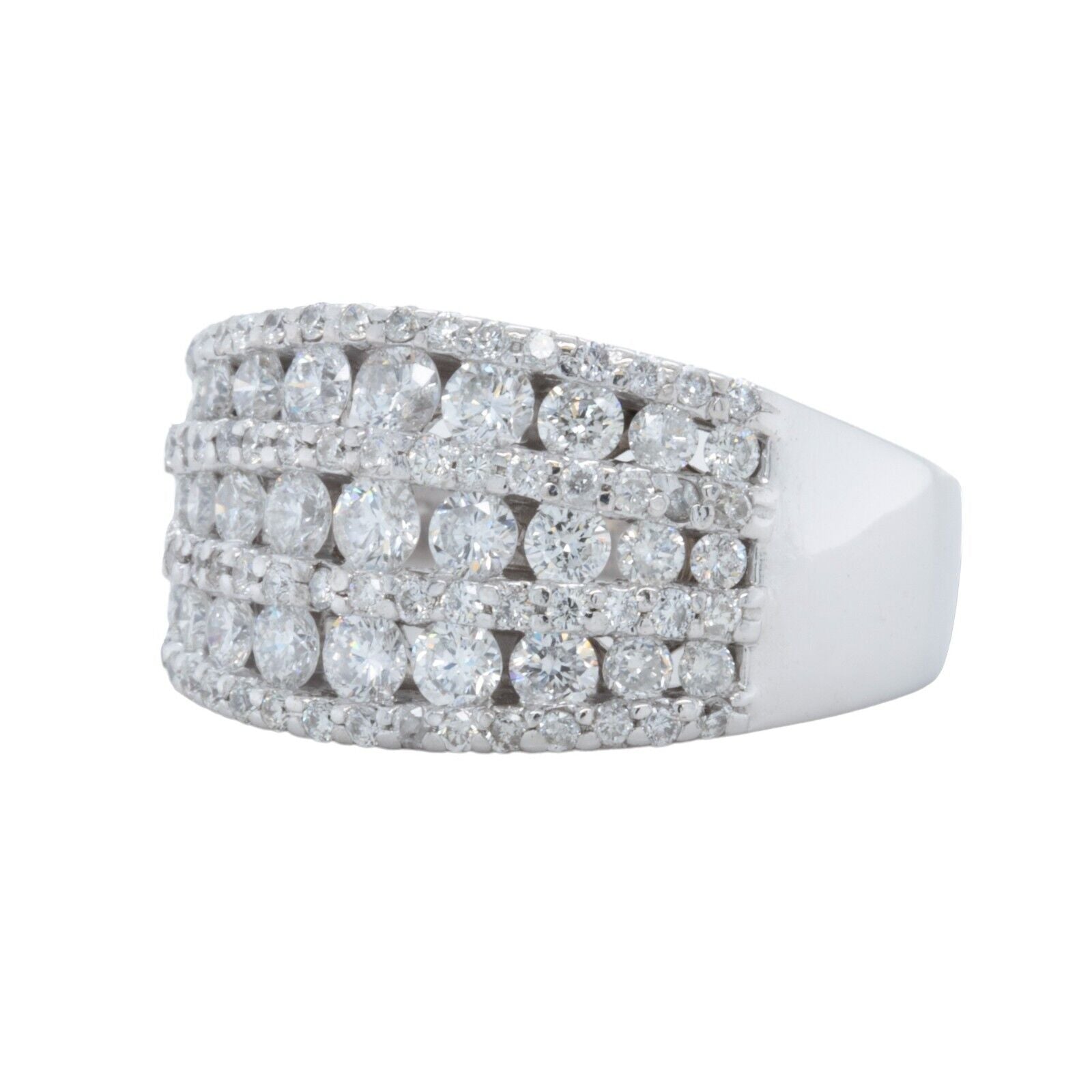14k White Gold 7 Row Diamond Wedding Ring 1.47ctw G SI1 Size 6