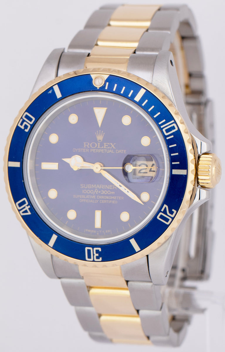 Rolex Submariner Date BLUE 18K Yellow Gold Stainless Steel 40mm Watch
