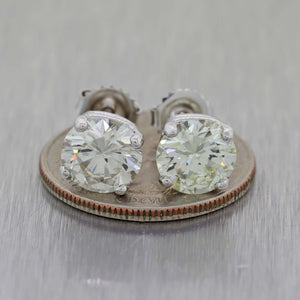 GIA 5.02ctw Diamond Ladies 14k White Gold 9mm Modern Stud Earrings