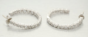 Vintage 2.00ctw Inside & Out Diamond Hoop Earrings in 14k White Gold