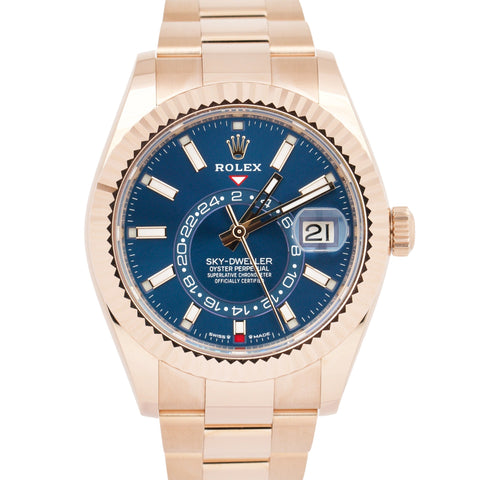 UNWORN 2023 PAPERS Rolex Sky-Dweller 18K ROSE GOLD Blue 42mm Watch 336935 B+P