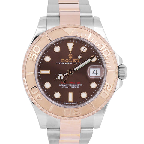 Rolex Yacht-Master 37mm Two-Tone 18K Rose Gold CHOCOLATE Brown 268621 Date Watch