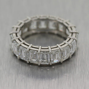 Modern Platinum 7.63ctw Emerald Cut Diamond Eternity Band Ring