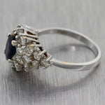 Vintage Estate 14k White Gold 1.75ctw Sapphire & Diamond Cluster Ring