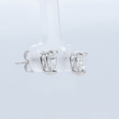 14k White Gold Pear Diamond Basket Stud Earrings 1.04ctw G VS2 - SI1