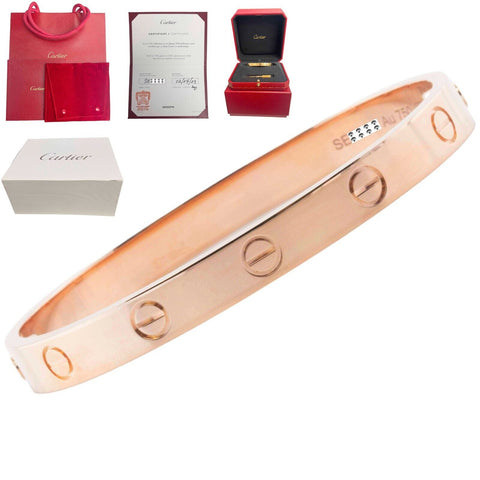 2023 Cartier Love 18k Rose Gold Bangle Bracelet Size 16 BOX BAG POUCH & PAPERS