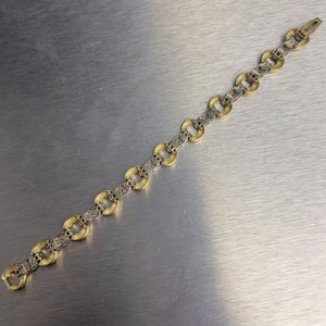 14k Yellow & White Gold Diamond Station Bracelet 7" 1.00ctw