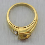 Cartier Vintage Estate 18k Yellow Gold 0.15ctw Diamond & Citrine Ring & Box