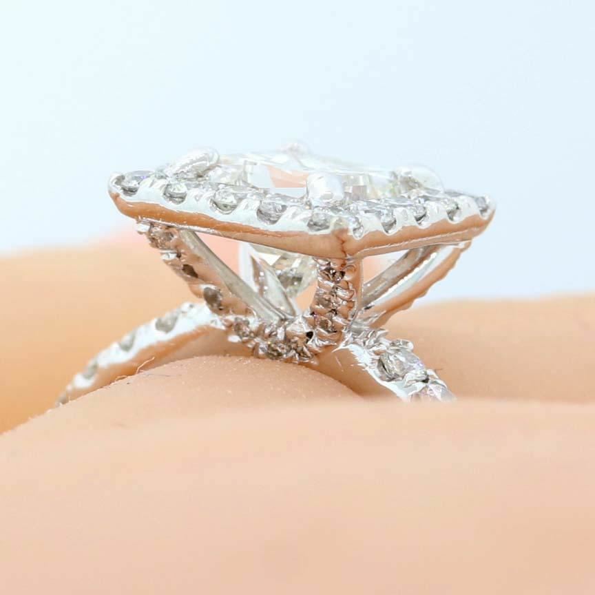 Princess Cut 1.02ct EGL Platinum Diamond Halo 1.82ctw Engagement Ring t1