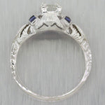 1930s Antique Art Deco 14k White Gold 0.60ctw Diamond Engagement Ring