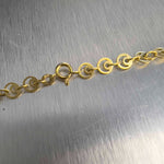 1AR 18k Yellow Gold Crescent Moon Cutout Disc Link 5.5mm Necklace 32" 21.5g