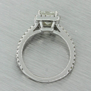 Modern 14k White Gold 1.41ctw Princess GIA Diamond Halo Engagement Ring
