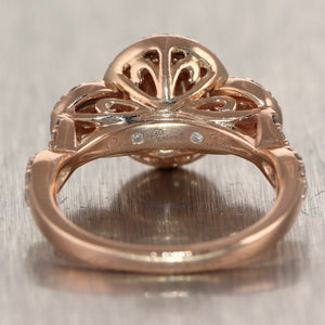 14k Rose Gold 1.75ctw Oval Diamond Halo Ring