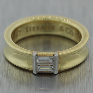 1997 Tiffany & Co. 18k Yellow Gold 0.20ctw Baguette Cut Diamond Band Ring
