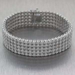 Modern 14k White Gold 5 Strand 13ctw Diamond Bracelet